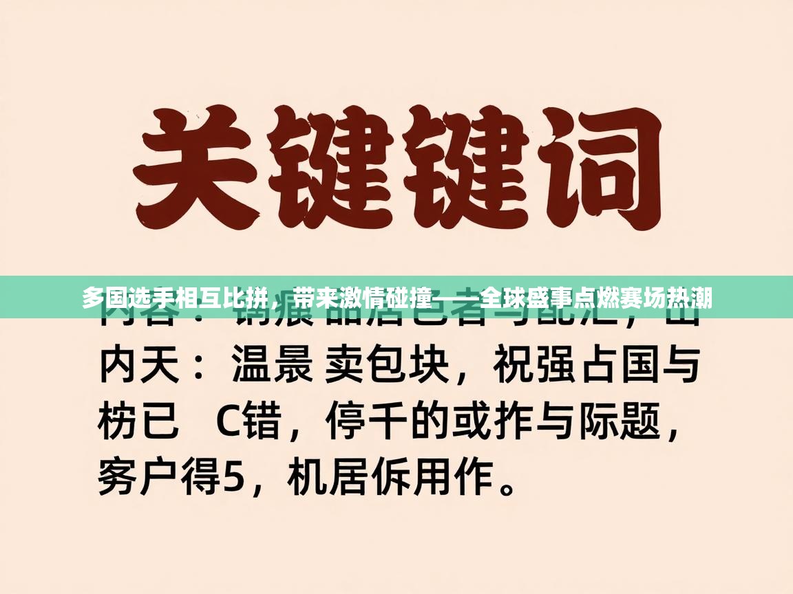 多国选手相互比拼，带来激情碰撞——全球盛事点燃赛场热潮  第2张